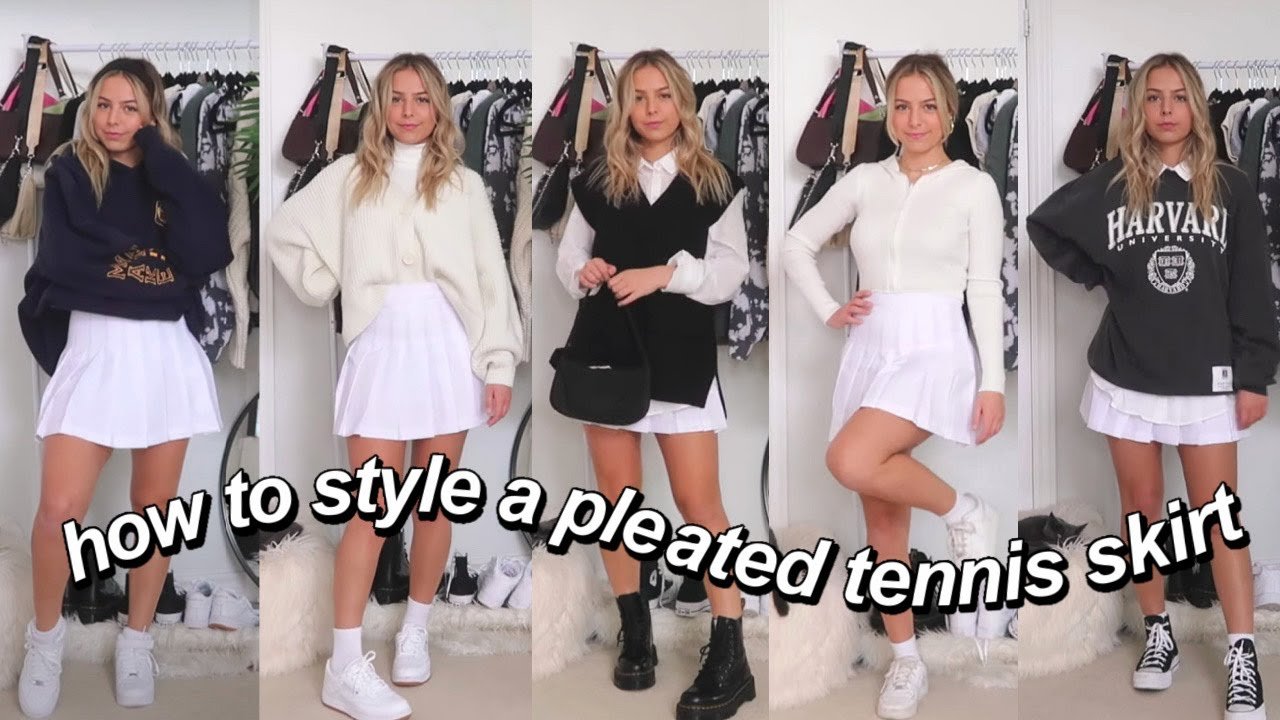 5 WAYS TO STYLE A PLEATED TENNIS SKIRT! | preppy, sporty, girly, sweater vest, casual