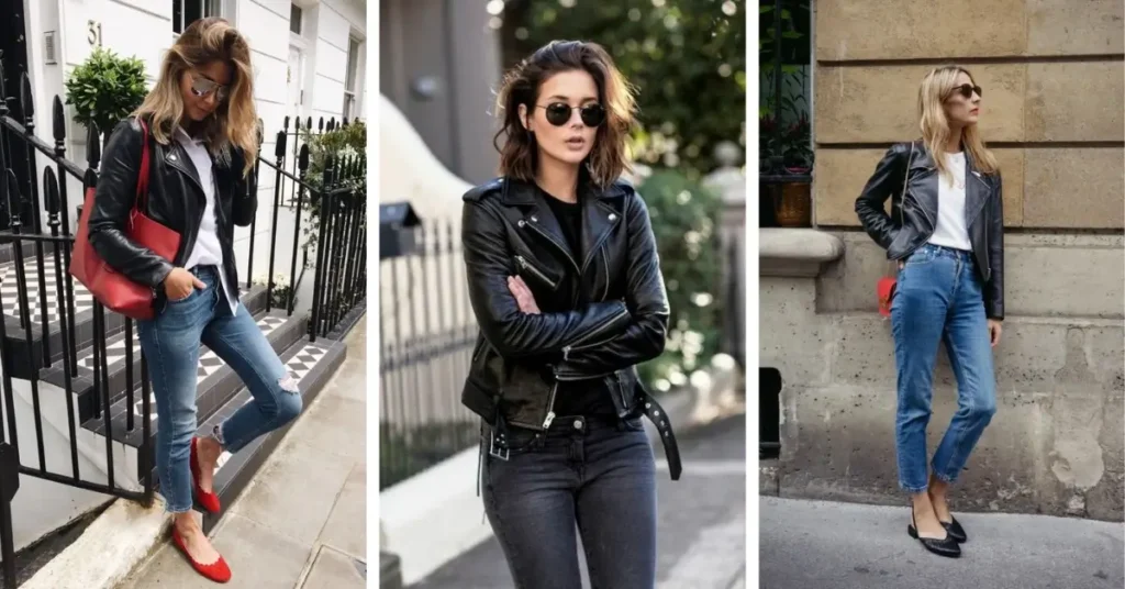 how to style black leather jacket for women