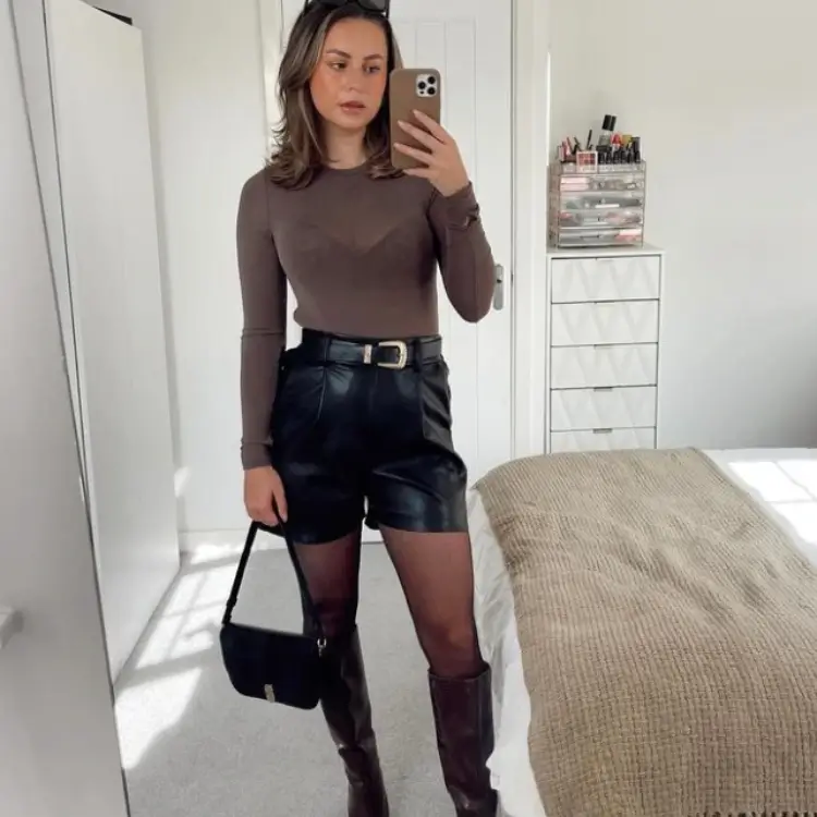how to style leather shorts for autumn