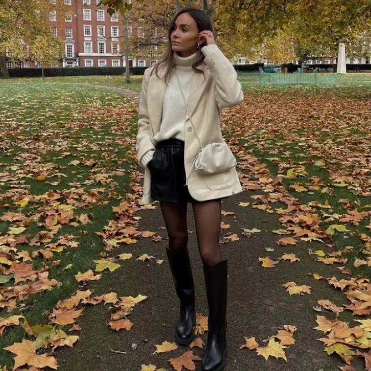 how to style leather shorts for winter
