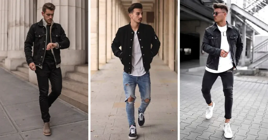 how to style a black jean jacket men