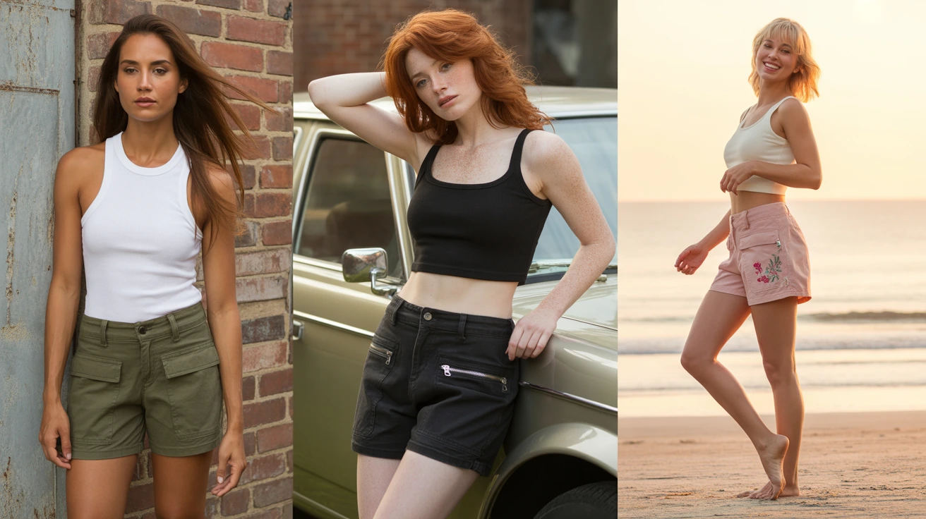 women waering Cargo Shorts Outfits