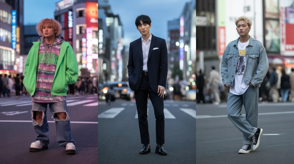 3Men wearing Japanese Street Fashion