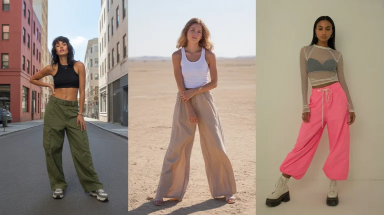 3 women wearing a baggy style outfit