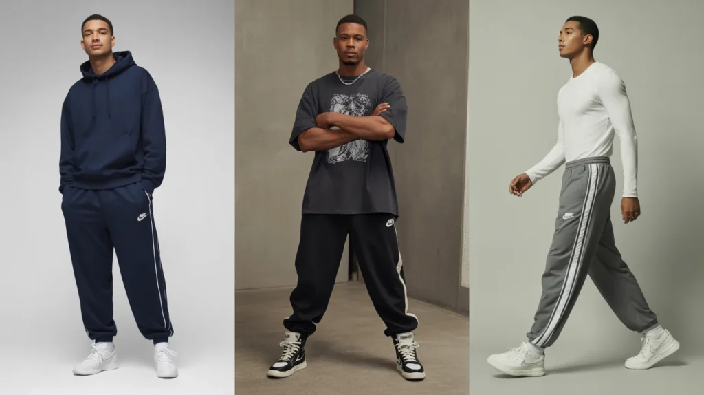 men in nike track pants outfits