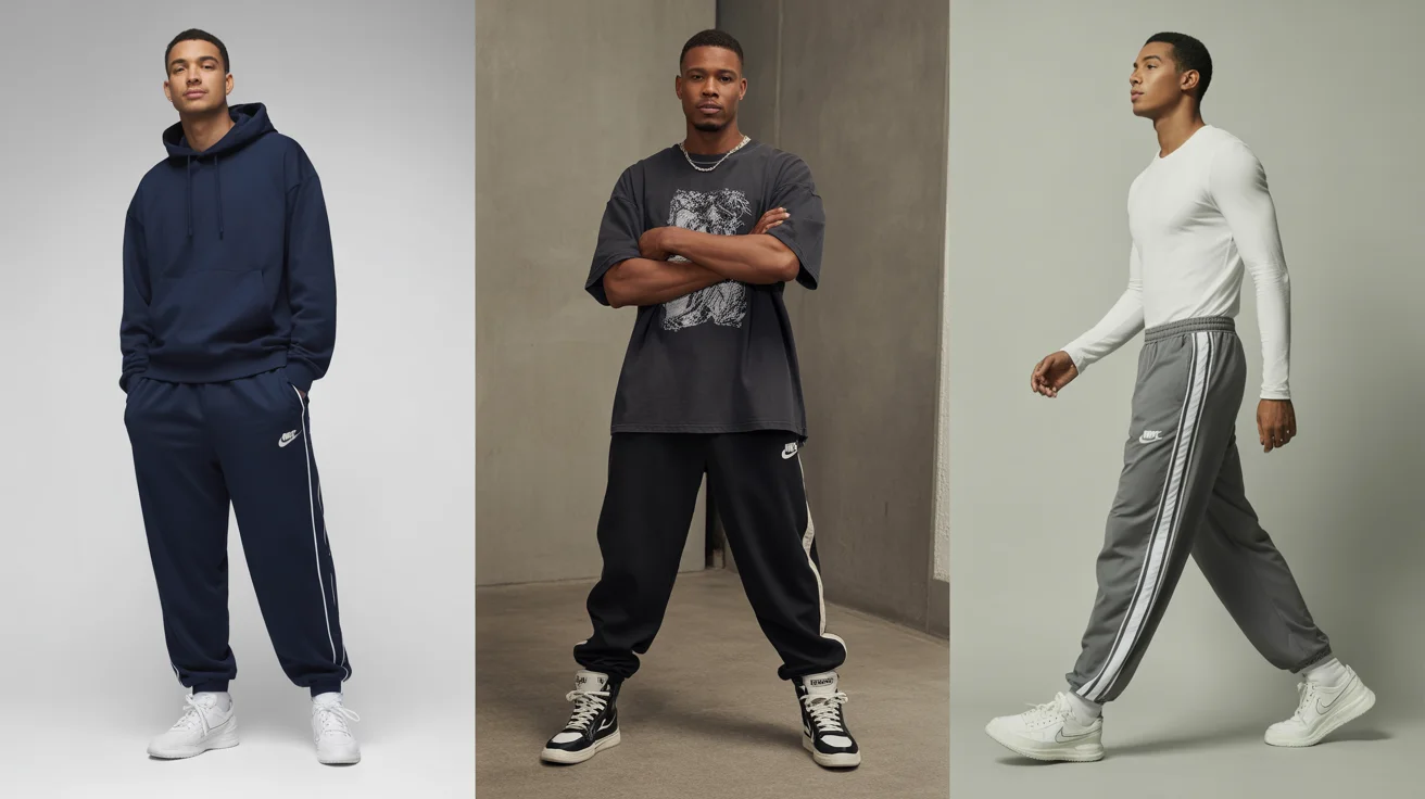 men in nike track pants outfits