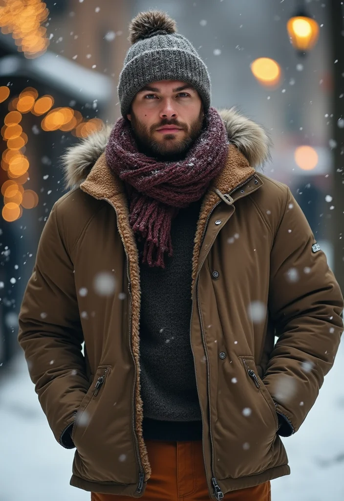 10 Outfit Ideas with Timberland Boots for Men - 10. Festive Layering for Winter 1
