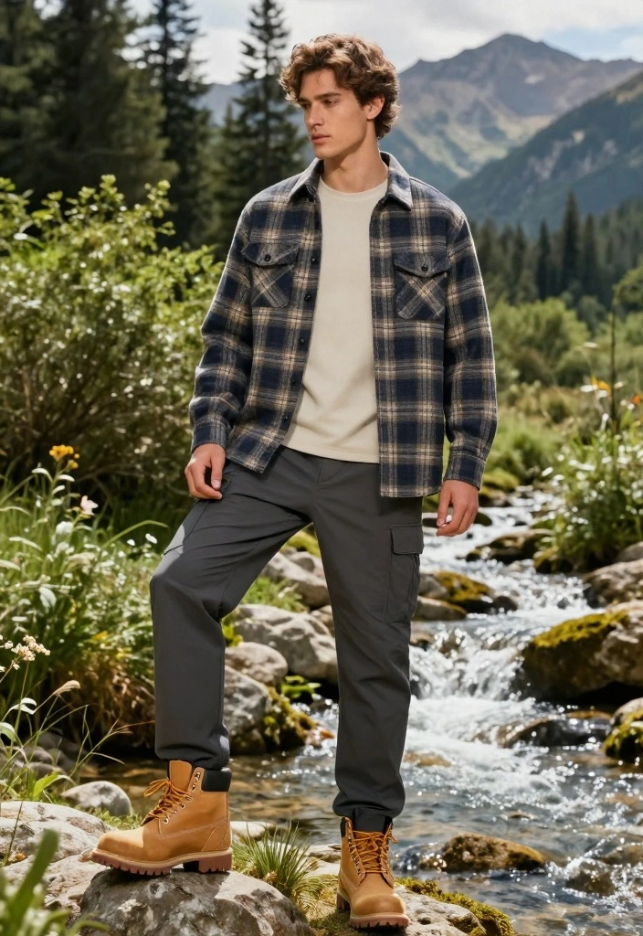 10 Outfit Ideas with Timberland Boots for Men - 3. Layered for the Outdoors 1