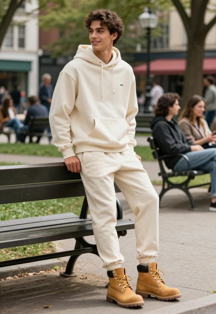 10 Outfit Ideas with Timberland Boots for Men - 4. Weekend Warrior with Joggers 1