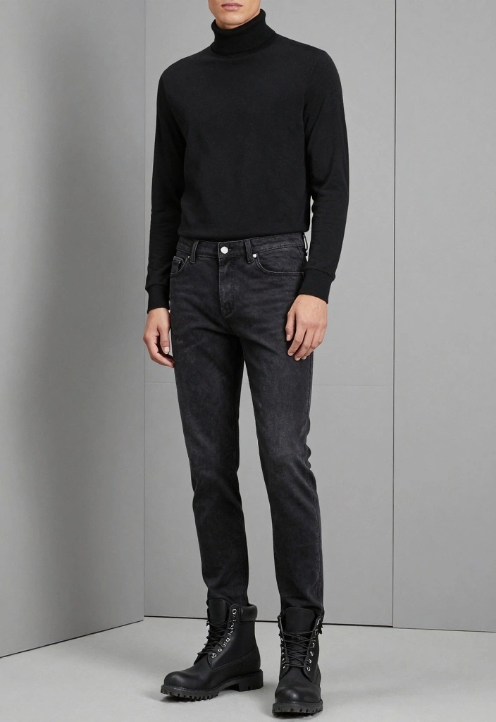 10 Outfit Ideas with Timberland Boots for Men - 8. Monochrome Magic 1