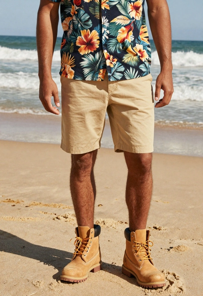 10 Outfit Ideas with Timberland Boots for Men - 9. Beachy Casual 1