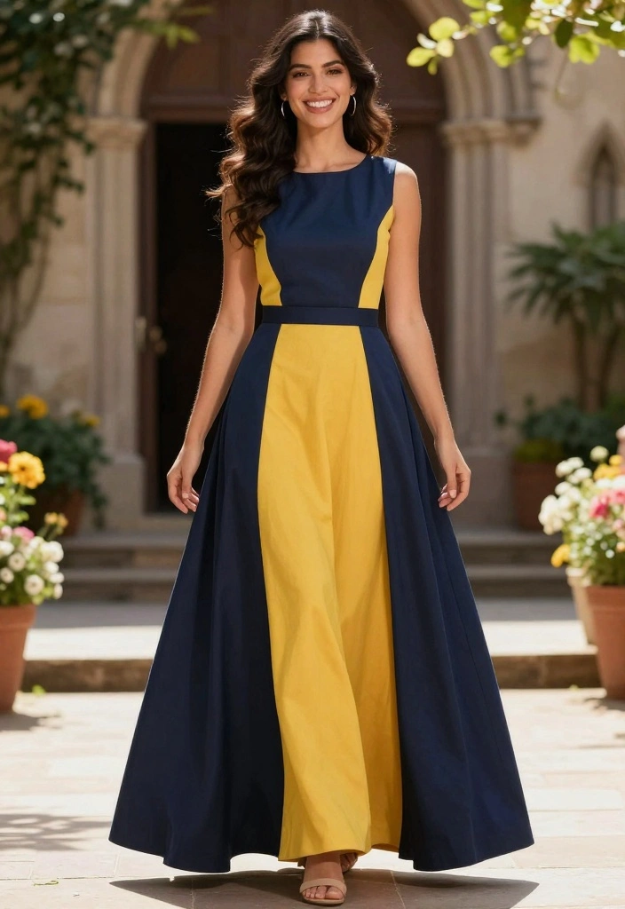 15 Simple Church Outfits for Women That Are Anything But Boring! - 14. Color Block Dress 1