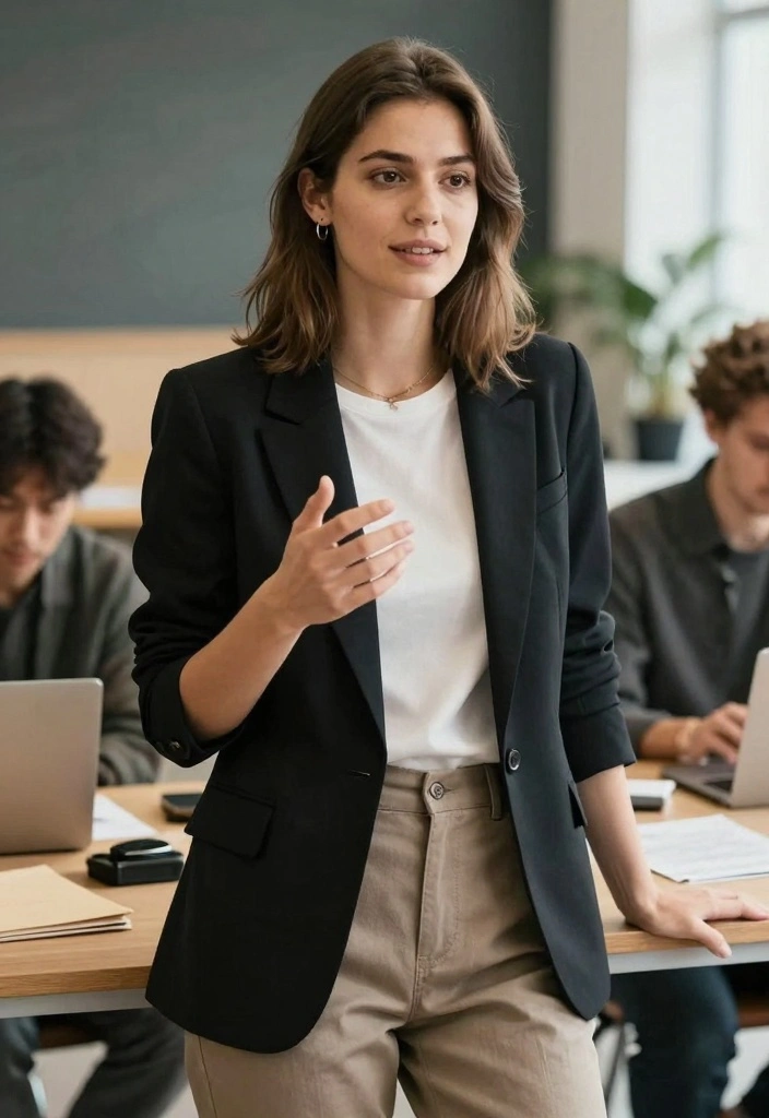 15 Trendy Black Blazer Outfits Every Woman Needs in Her Closet (Check Out #12!) - 11. Business Casual: Blazer with Chinos 1