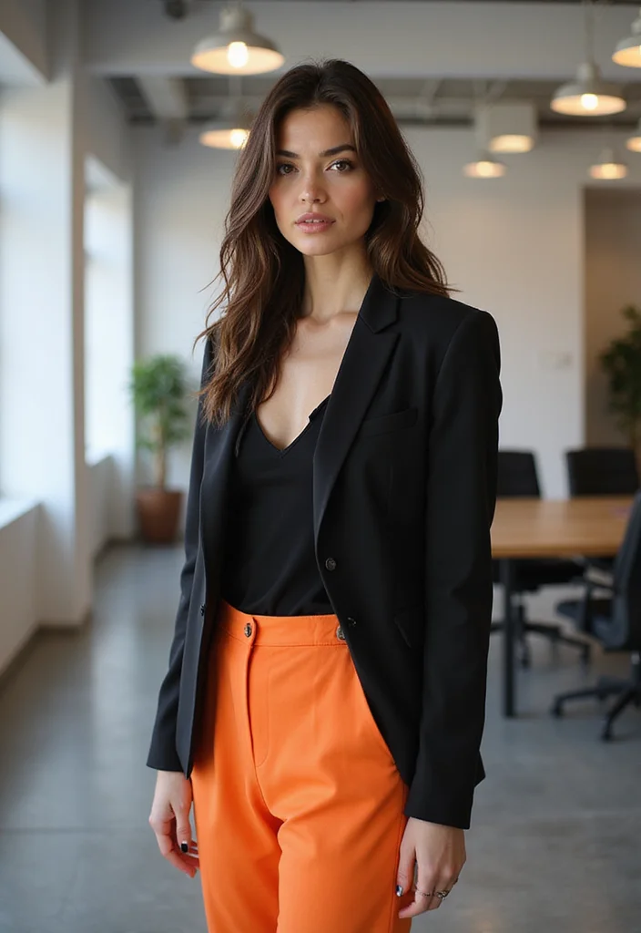 15 Trendy Black Blazer Outfits Every Woman Needs in Her Closet (Check Out #12!) - 7. Color Pop: Blazer with Colorful Trousers 1