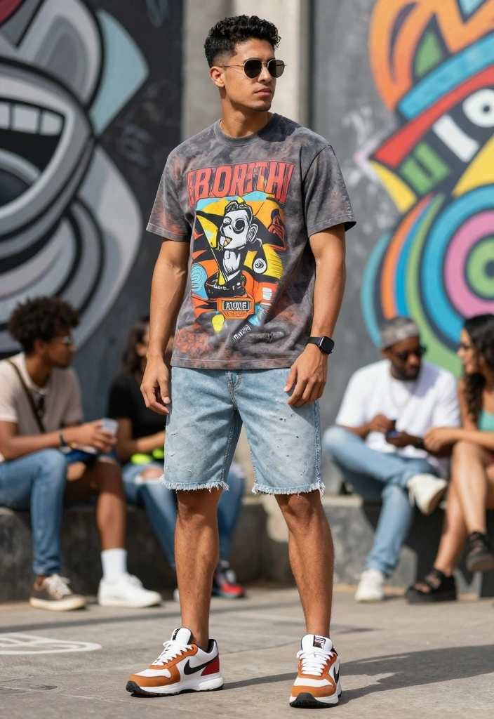 7 Inspiring Jorts Outfit Ideas Men Can Pull Off - 3. Jorts with a Graphic Tee 1