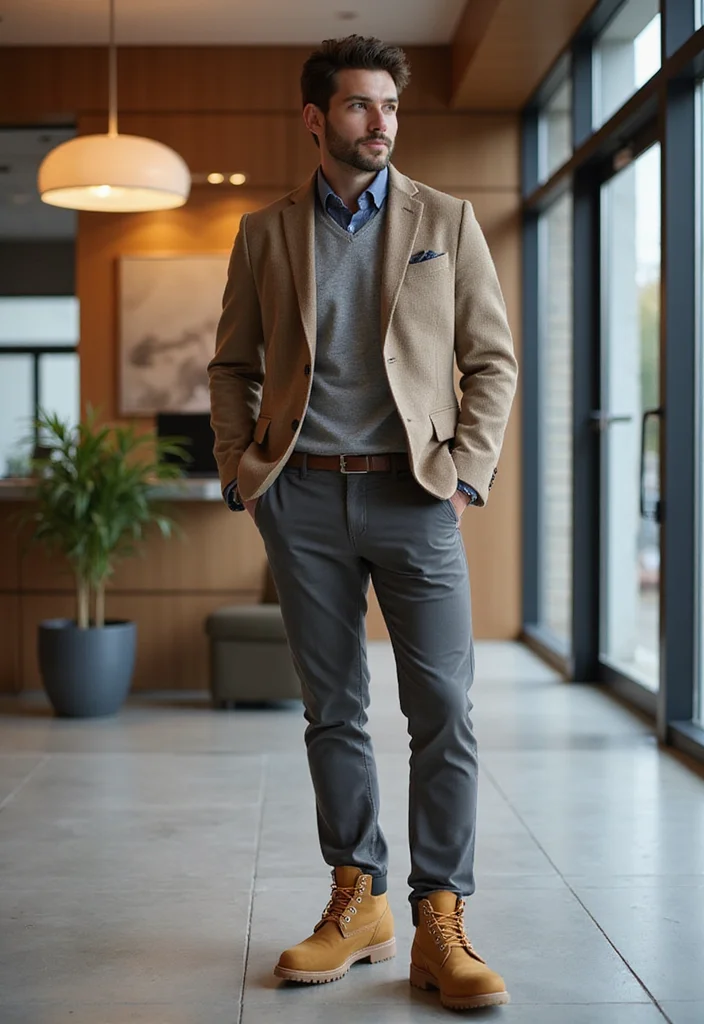 7 Inspiring Timberland Style Looks Every Modern Man Can Pull Off - 6. Business Casual Twist