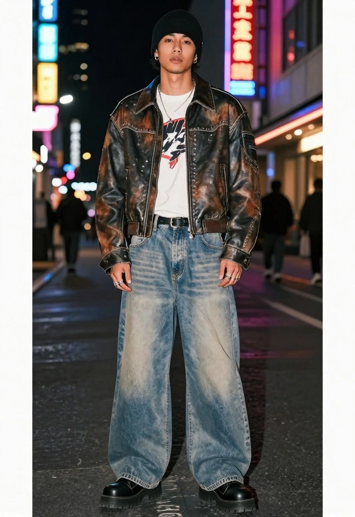7 Oversized Baggy Jeans Outfits That Will Transform Your Style Game! - 5. Edgy Look with Leather 1