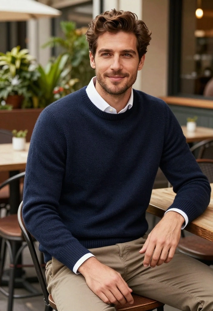 10 Clean Guy Outfits That Will Make You Look Effortlessly Stylish! - 7. Sweater and Collared Shirt 1