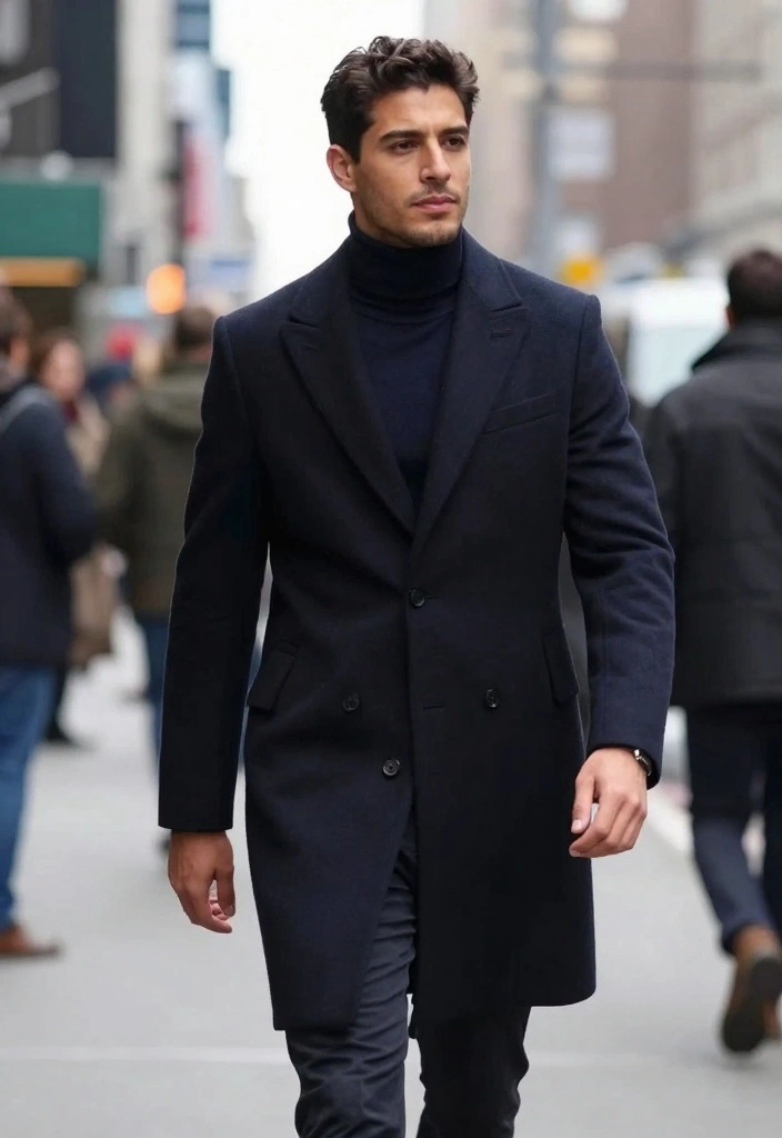 10 Clean Guy Outfits That Will Make You Look Effortlessly Stylish! - 8. Turtleneck and Overcoat 1