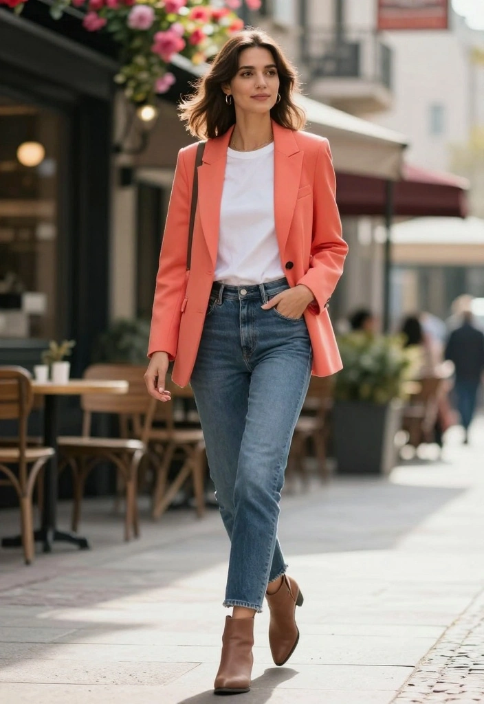 10 Gorgeous Spring Mom Outfits Everyone Will Obsess Over This Year - 5. Brightly Colored Blazer and Jeans 1