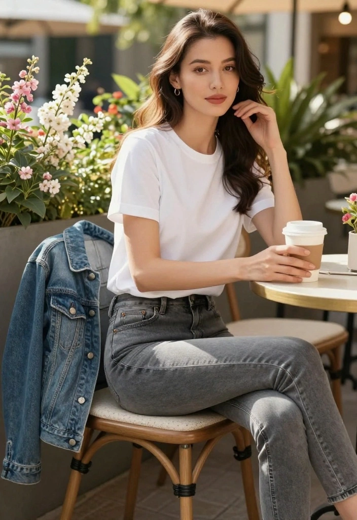 10 Grey Jeans Outfits for Spring That Will Transform Your Wardrobe! - 1. Casual Chic with a White Tee 1