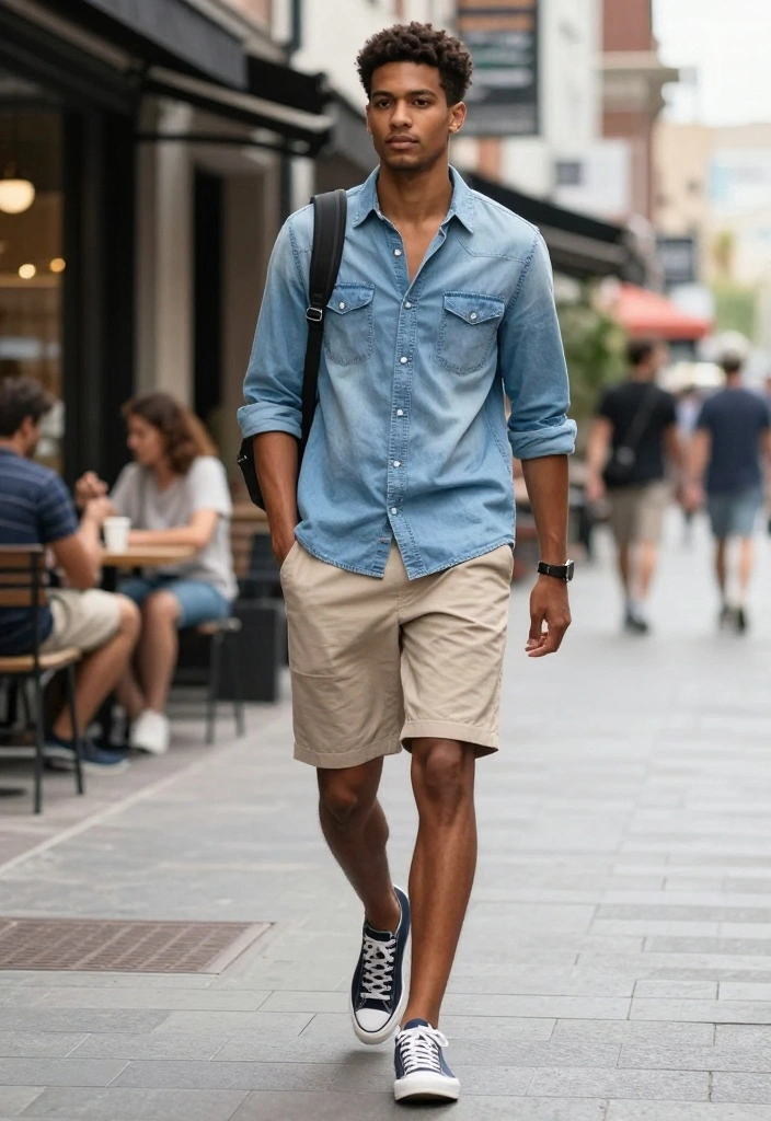 12 Trendy Bermuda Shorts Outfits for Men That Will Make You Stand Out This Summer! - 4. Chic Layering 1