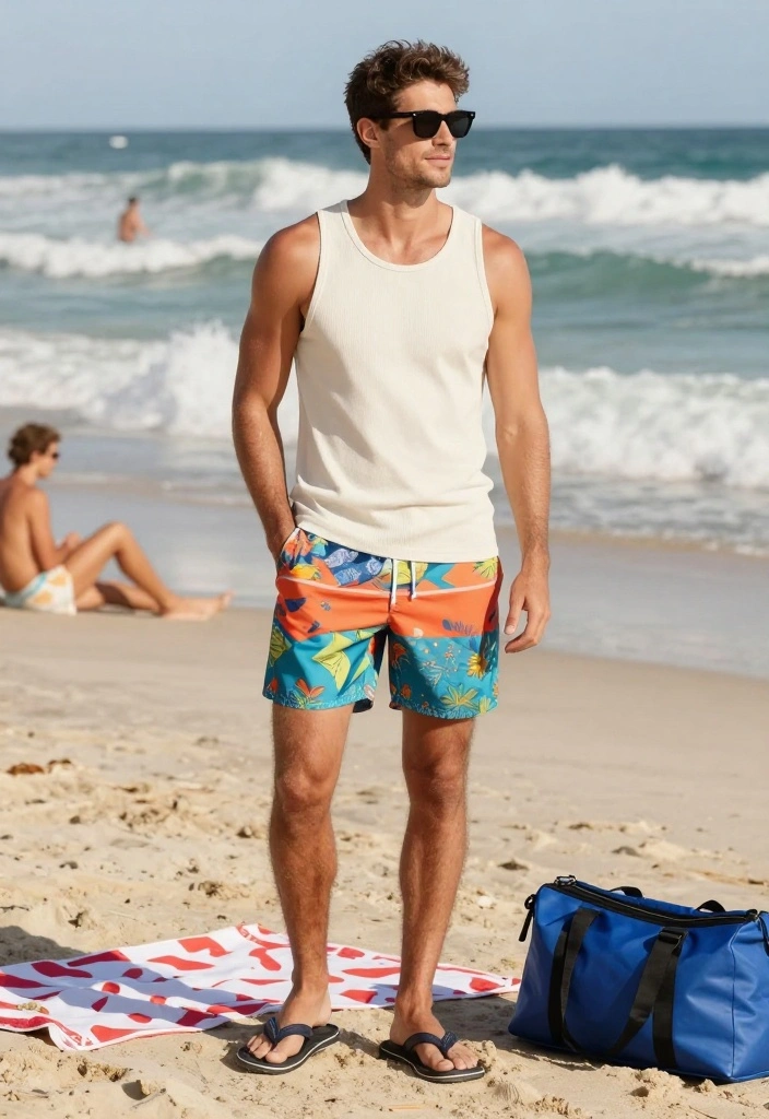 7 Inspiring Summer Outfits Men Streetwear Styles Every Modern Man Can Pull Off - 7. Colorful Swimwear for Beach Days 1