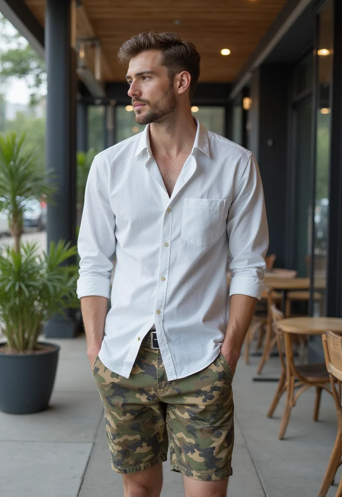 The Ultimate Collection of 10 Camo Shorts Men Outfit Trends That Are Taking Over! - 2. Elevate with Button-Up Shirts 1
