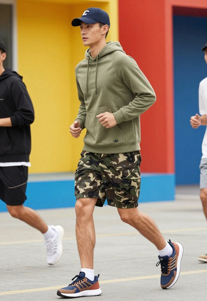 The Ultimate Collection of 10 Camo Shorts Men Outfit Trends That Are Taking Over! - 3. Sporty Vibes with Hoodies 1