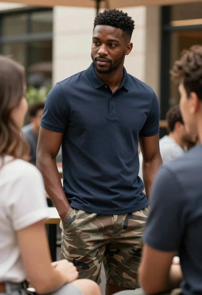 The Ultimate Collection of 10 Camo Shorts Men Outfit Trends That Are Taking Over! - 6. Preppy Style with Polo Shirts 1