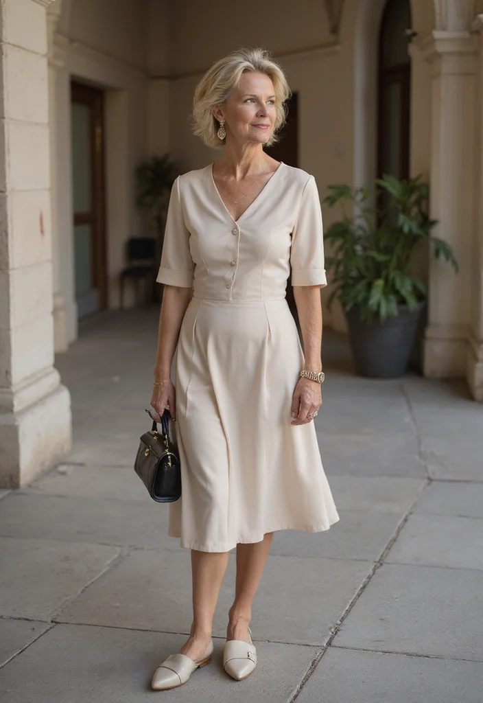 10 Gorgeous Over 50 Women's Fashion Looks Everyone Will Obsess Over This Year - 1. Timeless Elegance with A-Line Dresses 1