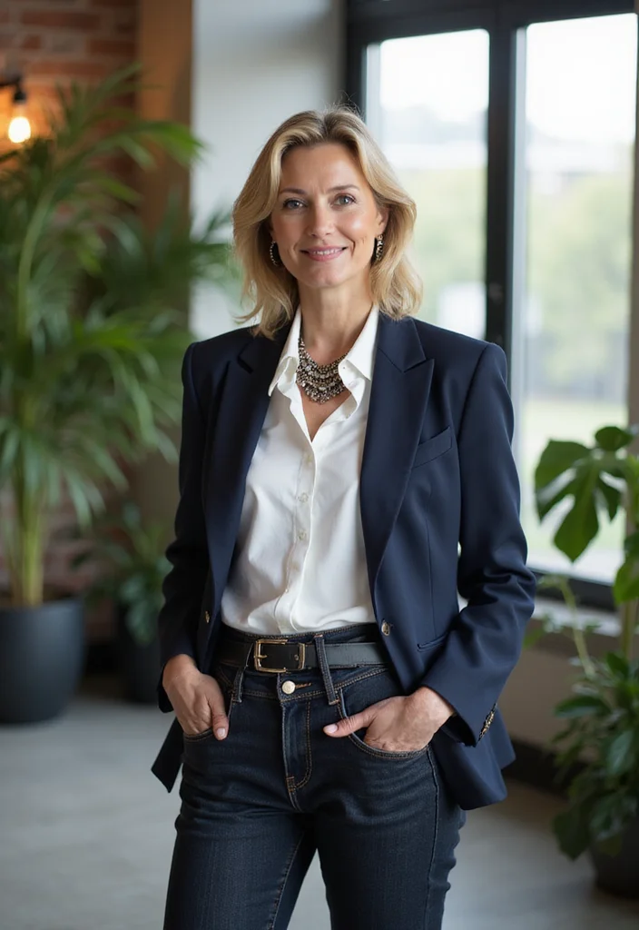 15 Stylish Casual Work Outfits for Women Over 50 That Will Make You Shine! - 1. Effortless Denim Chic 1