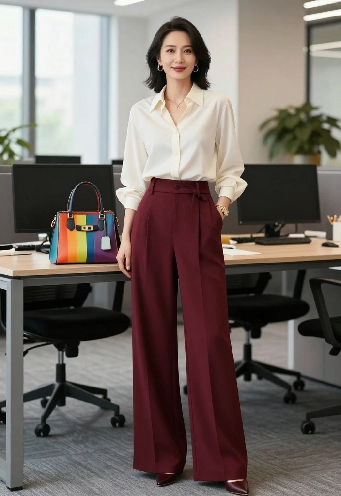 15 Stylish Casual Work Outfits for Women Over 50 That Will Make You Shine! - 4. Tailored Trousers with a Twist 1