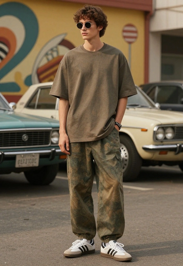 Discover the 7 Best Men Adidas Samba Outfit Combinations for Effortless Cool (Wait Until You See #3!) - 6. Vintage Inspired with Baggy Pants 1