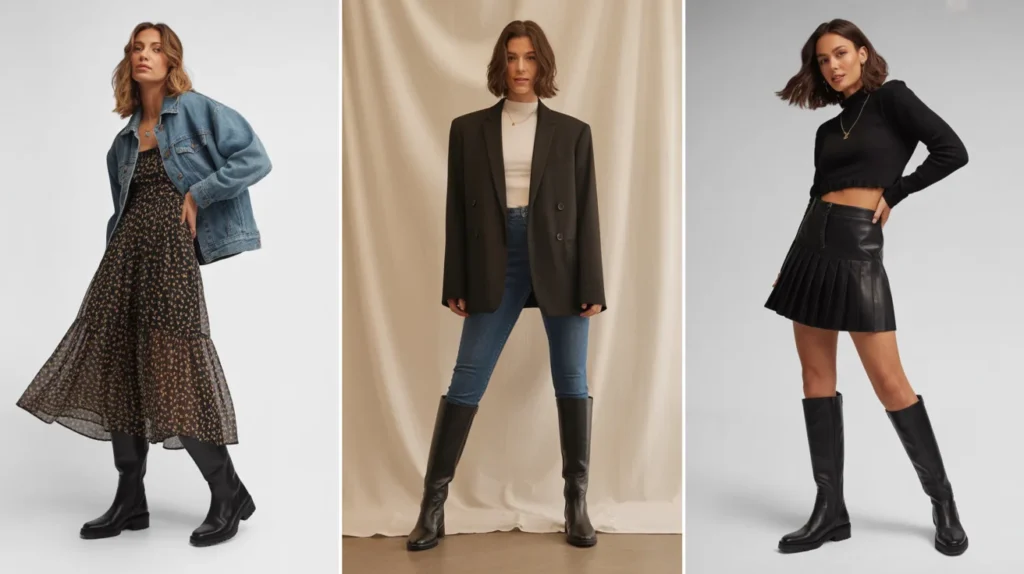 knee high black boots outfit