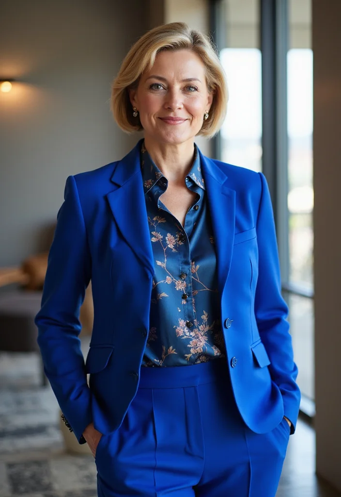 9 Fashion Over 50 Work Outfits That'll Make You Look Young and Professional! - 1. Tailored Blazer with Chic Blouse 1